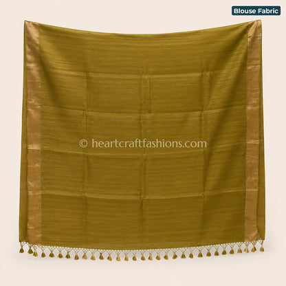 Mustard Green Minimal Bird Pattern Bangalore Silk Saree