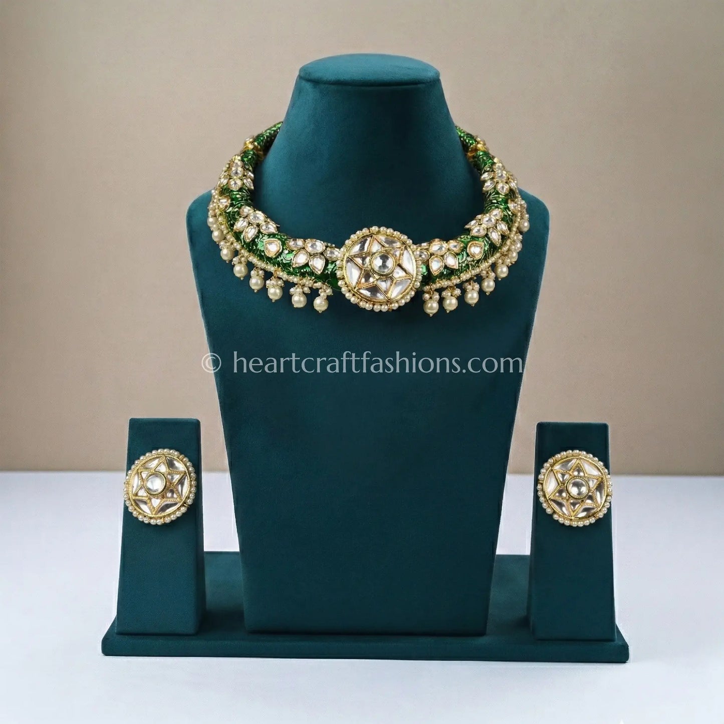 Nakshatra Moissanite Meenakari Hasli Set