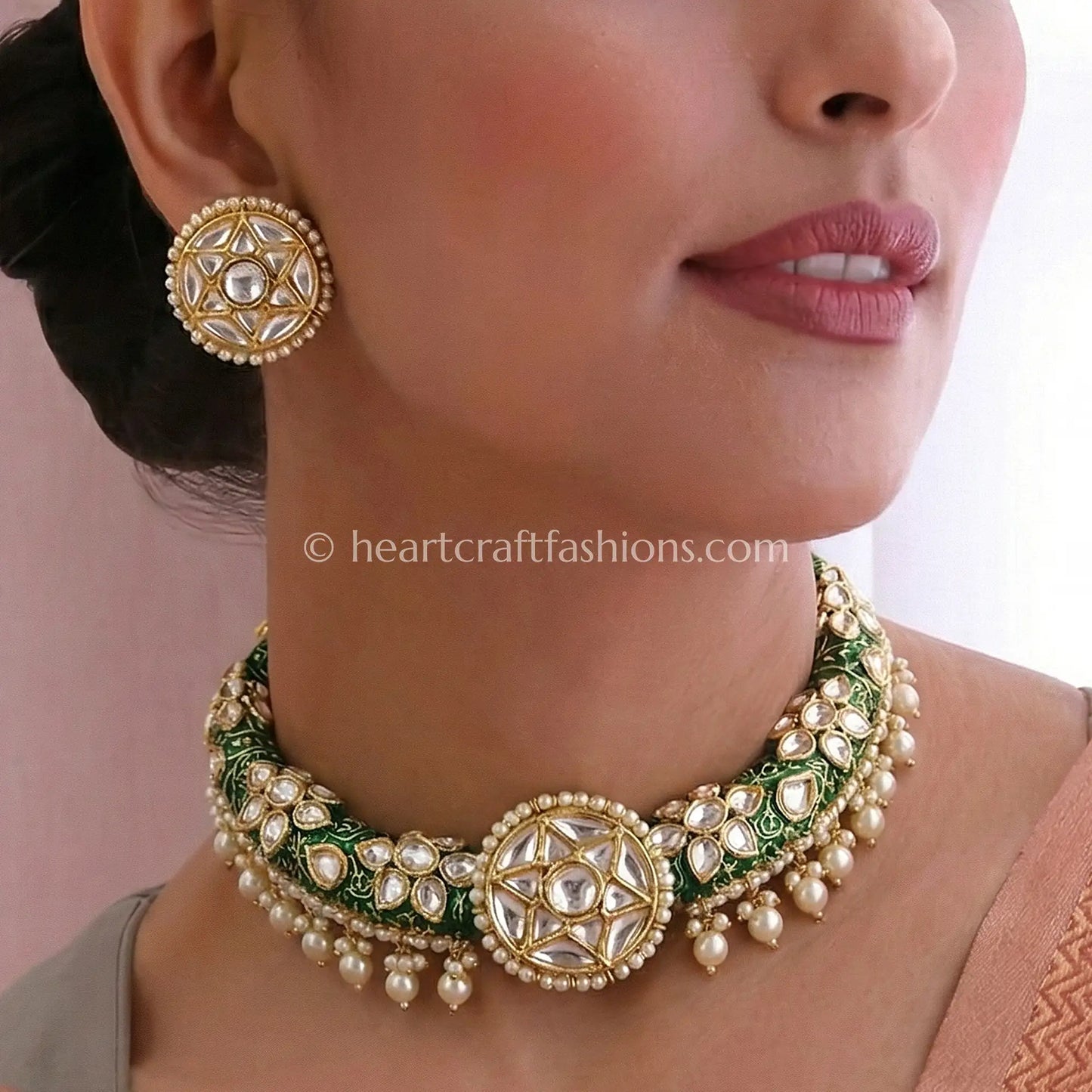 Nakshatra Moissanite Meenakari Hasli Set