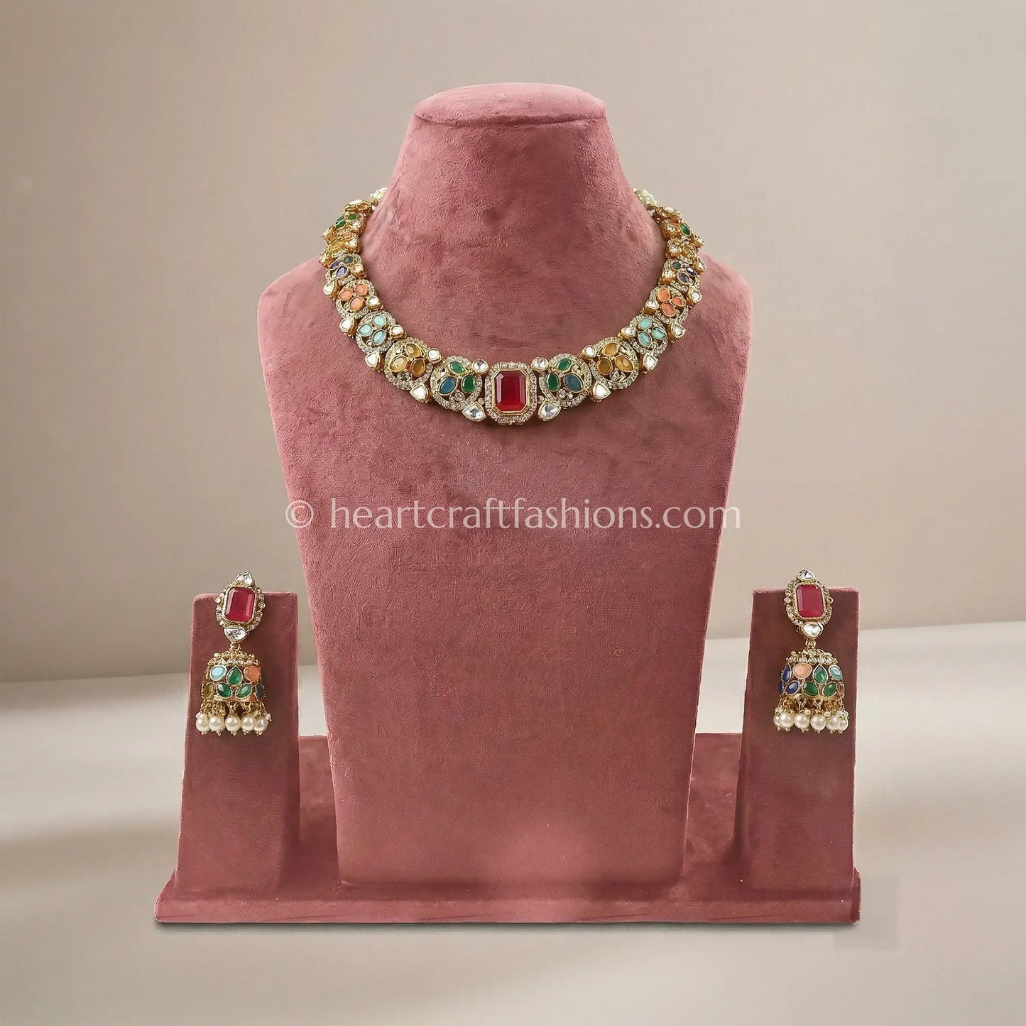 Navratna Moissanite Polki Choker Set