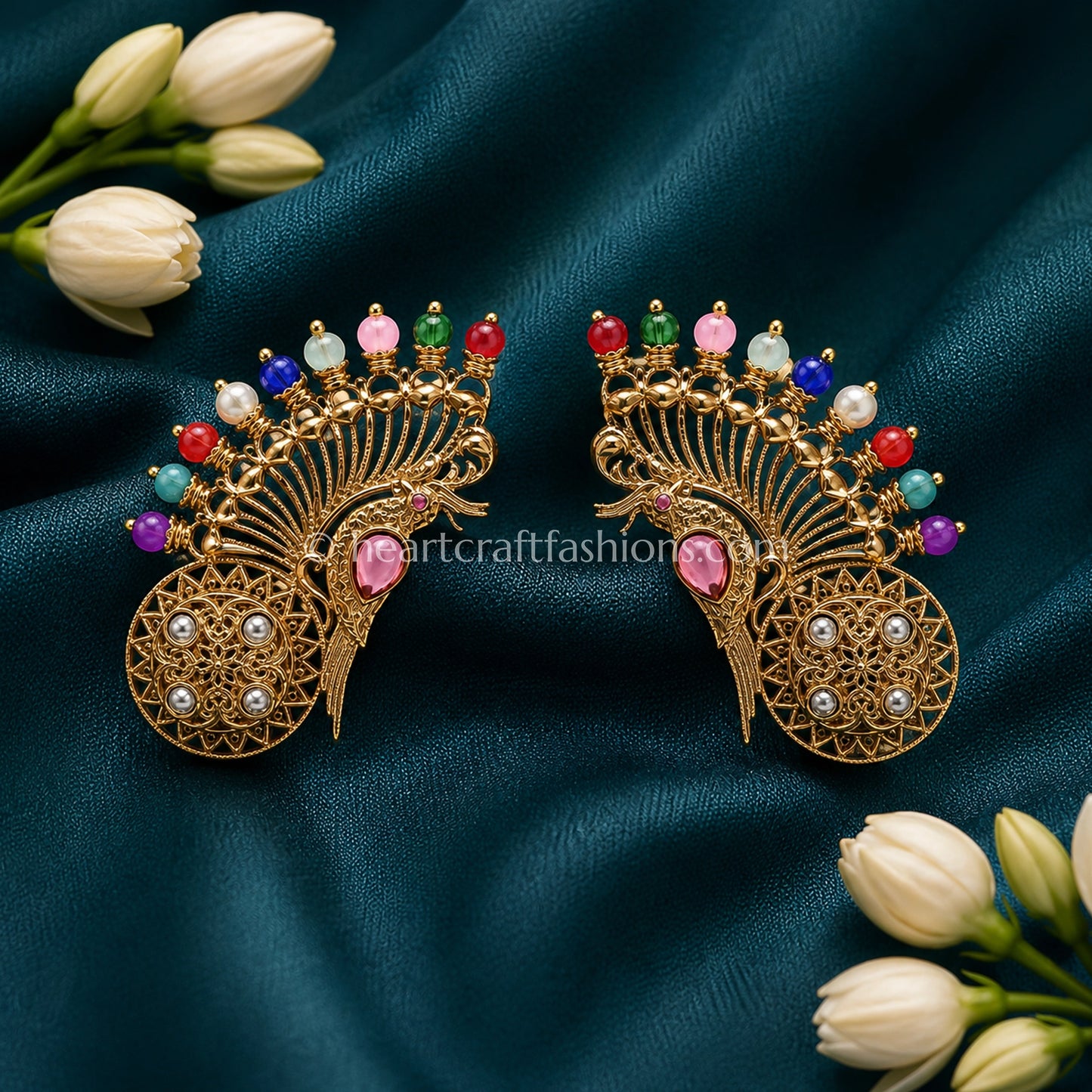 Navratna Peacock Amrapali Ear Cuff