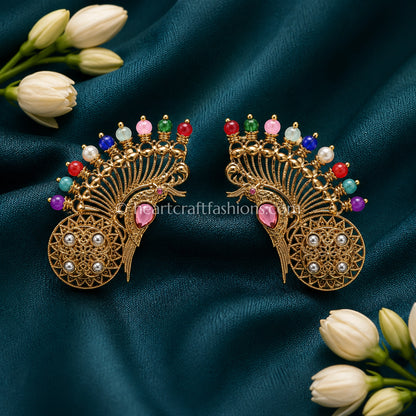 Navratna Peacock Amrapali Ear Cuff