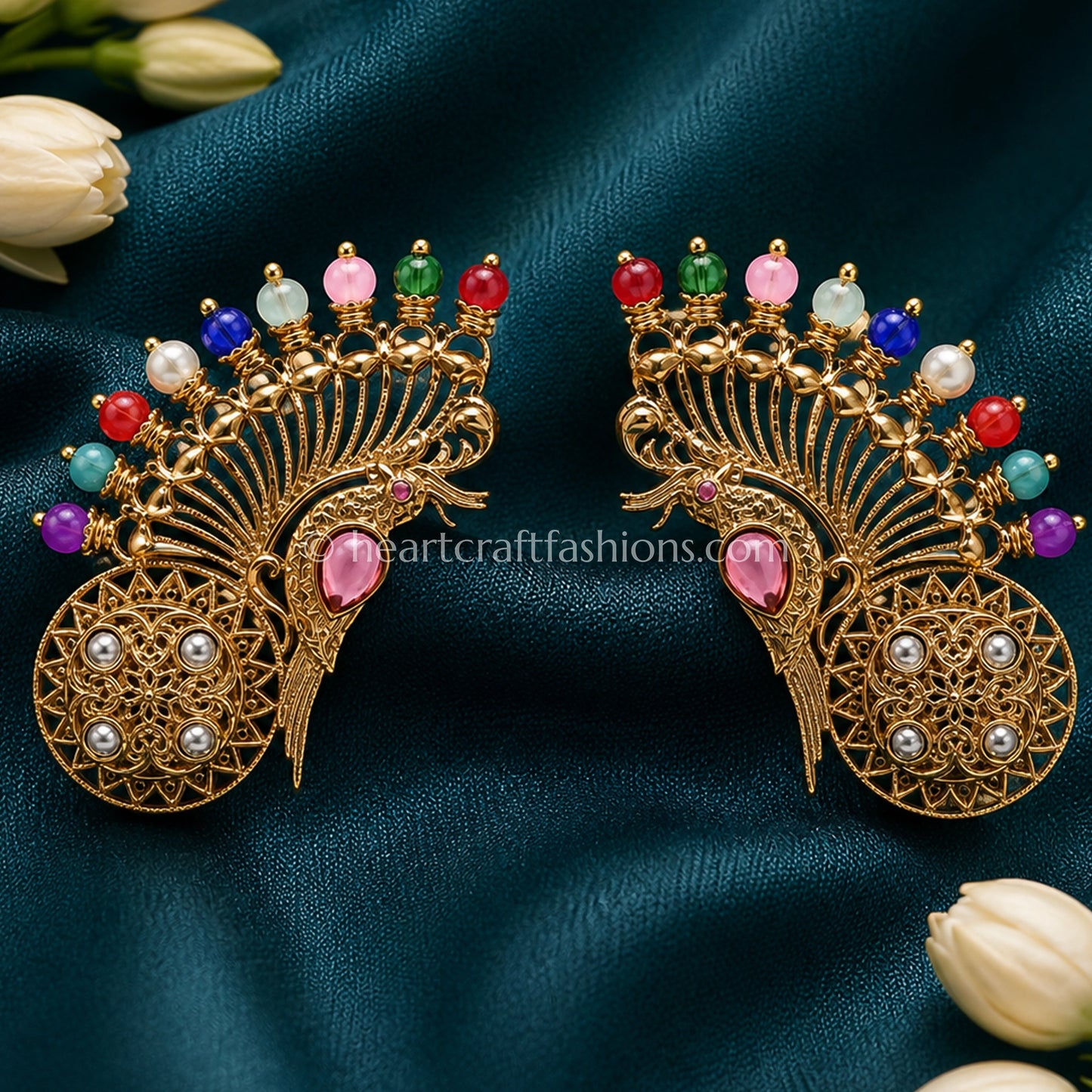 Navratna Peacock Amrapali Ear Cuff