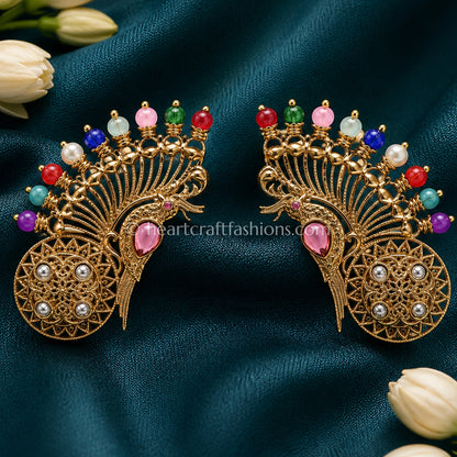 Navratna Peacock Amrapali Ear Cuff