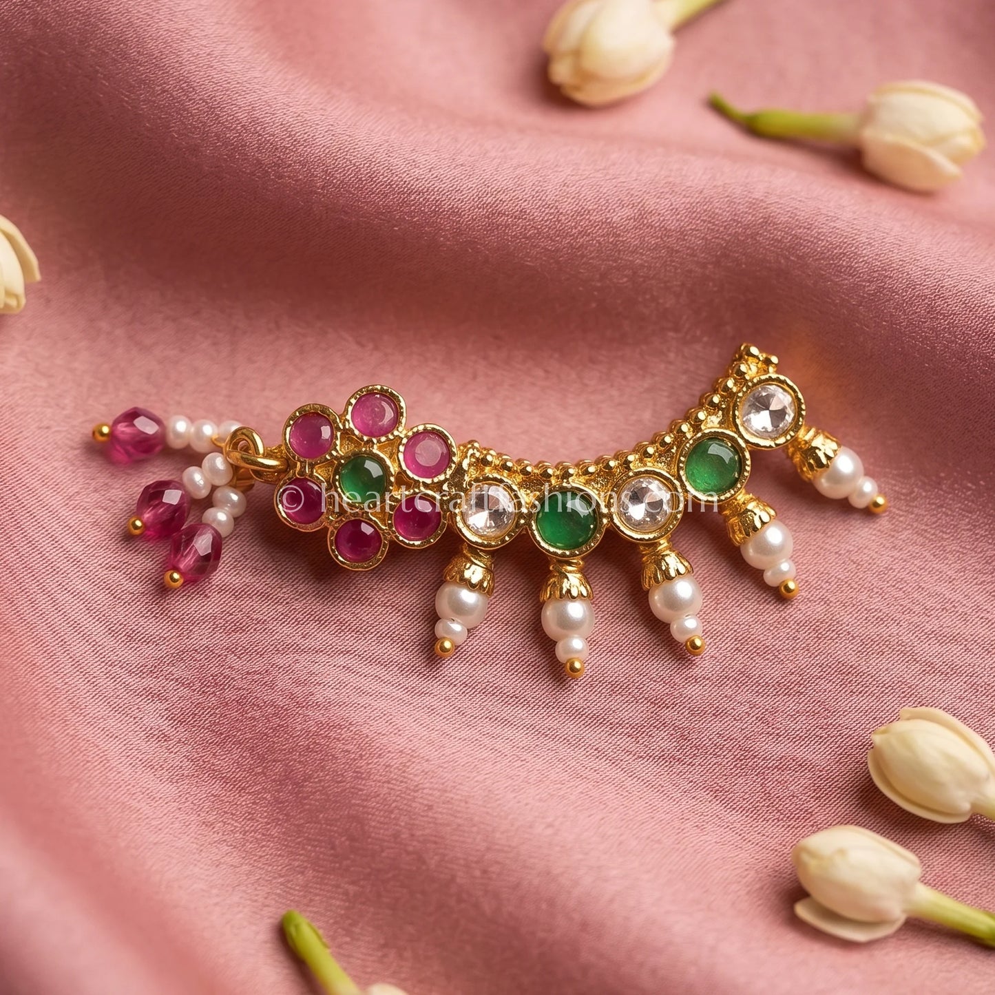 Navratna Style Arc & Floral Cluster Maharashtrian Nath