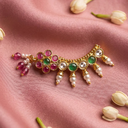 Navratna Style Arc & Floral Cluster Maharashtrian Nath