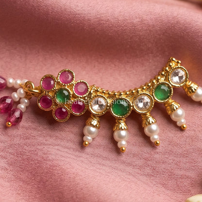 Navratna Style Arc & Floral Cluster Maharashtrian Nath