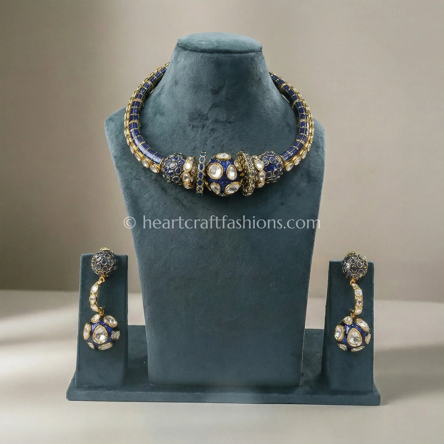 Neel Moissanite Meenakari Hasli Set