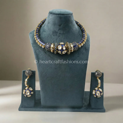 Neel Moissanite Meenakari Hasli Set