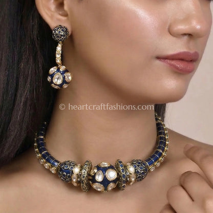 Neel Moissanite Meenakari Hasli Set