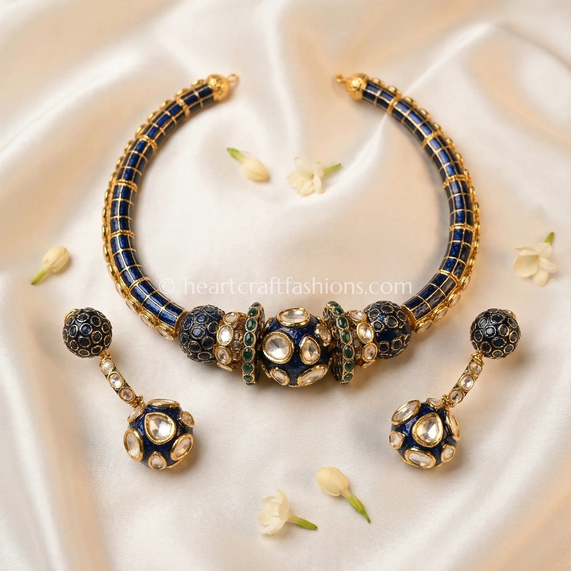 Neel Moissanite Meenakari Hasli Set