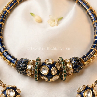 Neel Moissanite Meenakari Hasli Set
