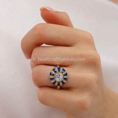 Neeljyoti Sunehri Kundan Ring