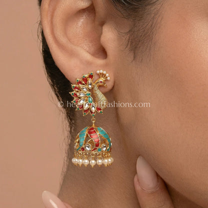 Neelmayuri Amrapali Peacock Jhumkas