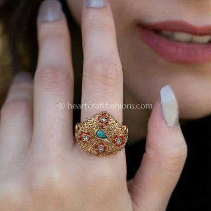 Neeltara Meenakari Polki Ring