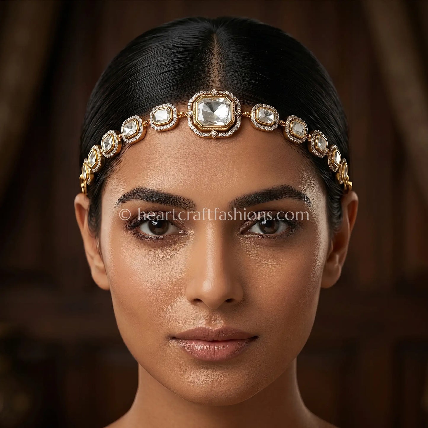 Noor Crystal Moissanite Polki Sheesh Patti