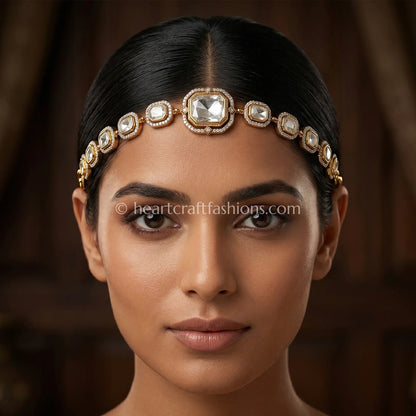 Noor Crystal Moissanite Polki Sheesh Patti