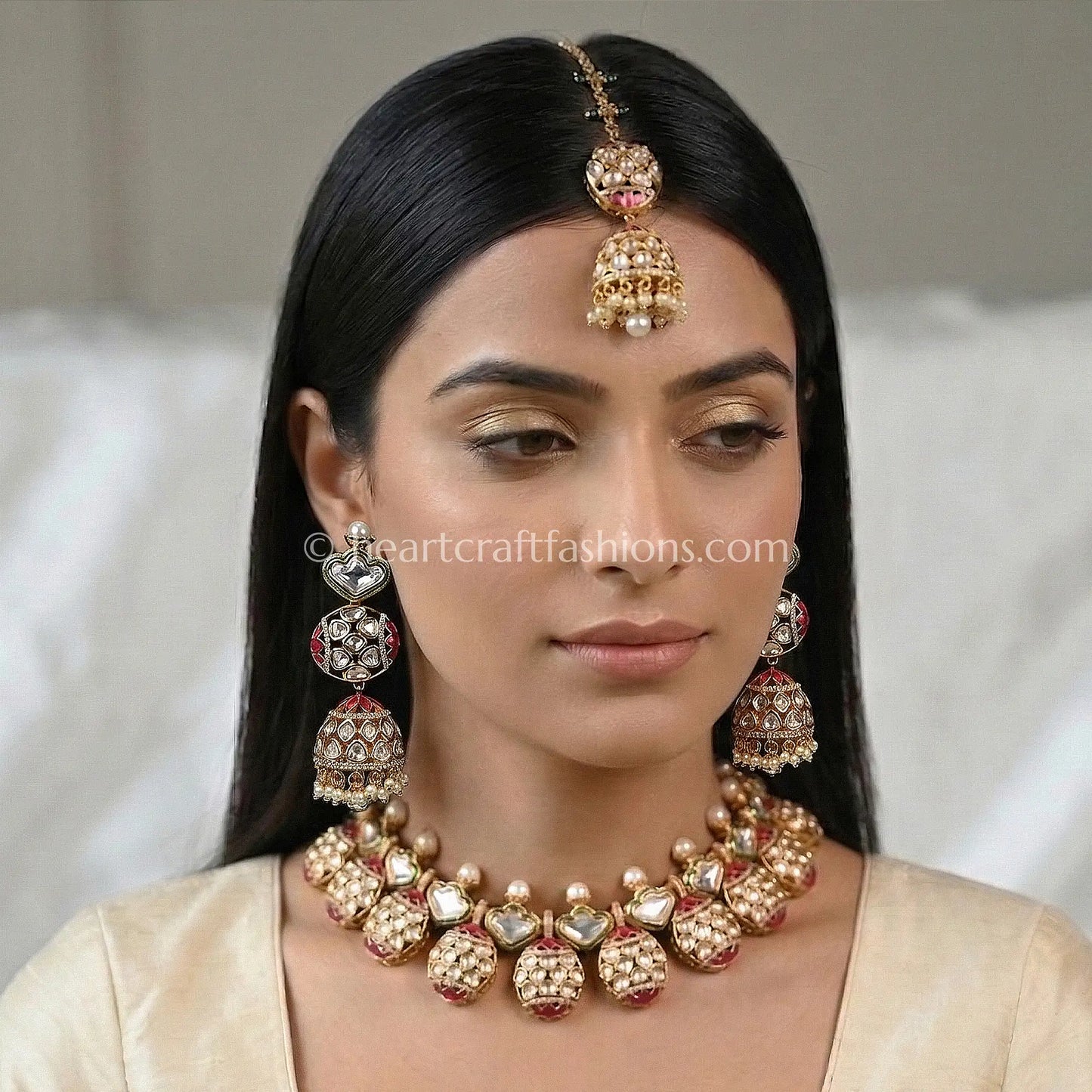 Noor Heart AC Kundan Necklace Set
