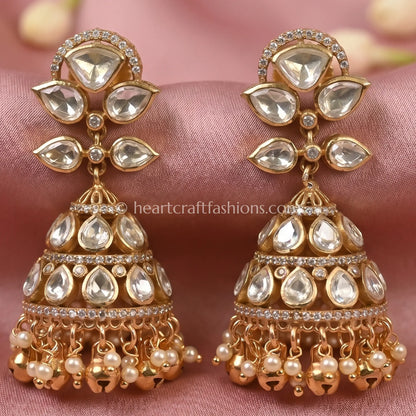 Noor Mahal Moissanite Polki Jhumka Earrings