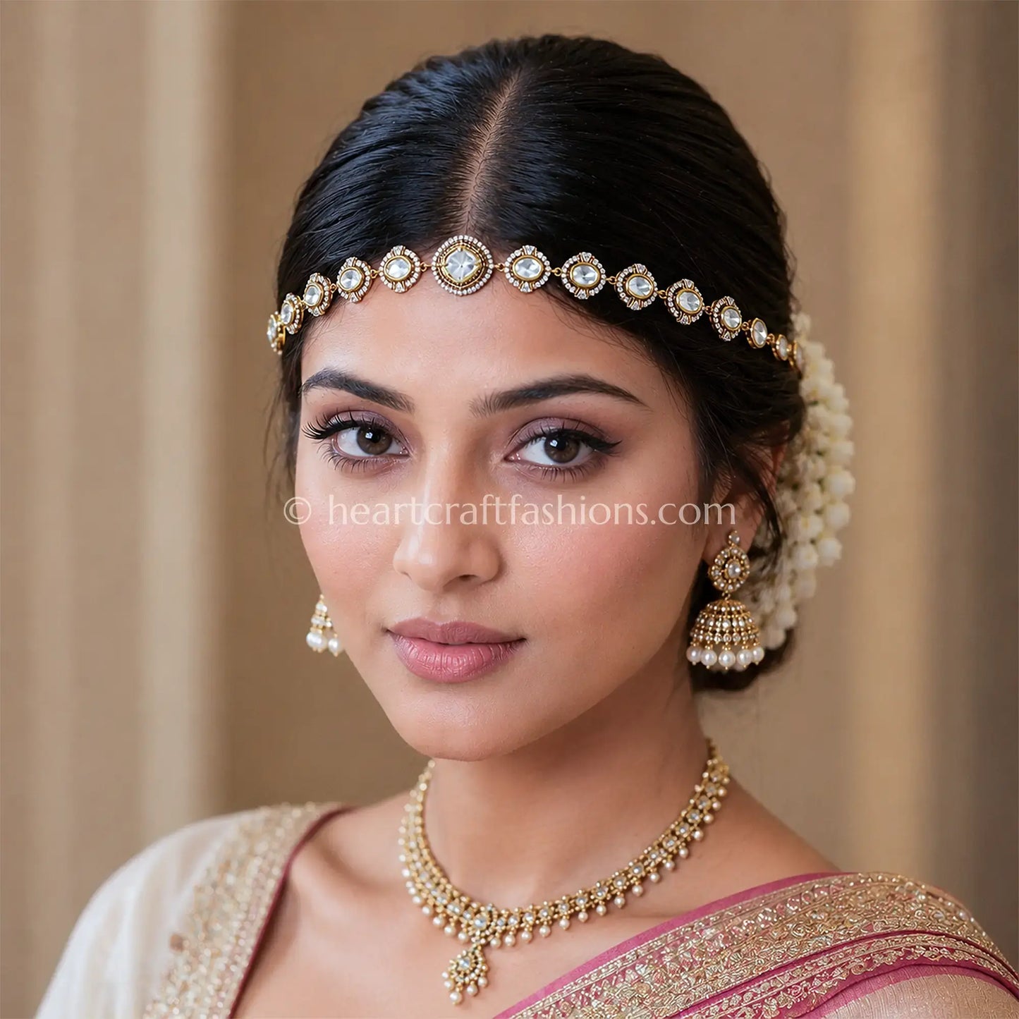 Noor Oval Moissanite Kundan Bridal Sheeshpatti