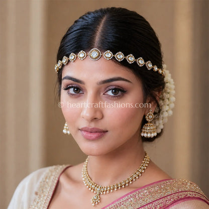 Noor Oval Moissanite Kundan Bridal Sheeshpatti