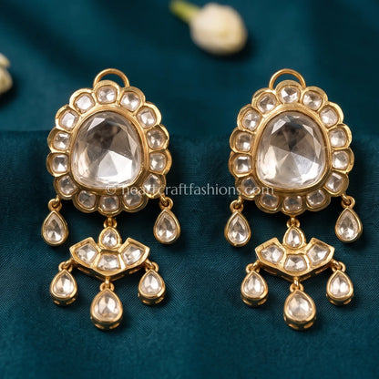 Noorika Moissanite Polki Drop Dangler Earrings