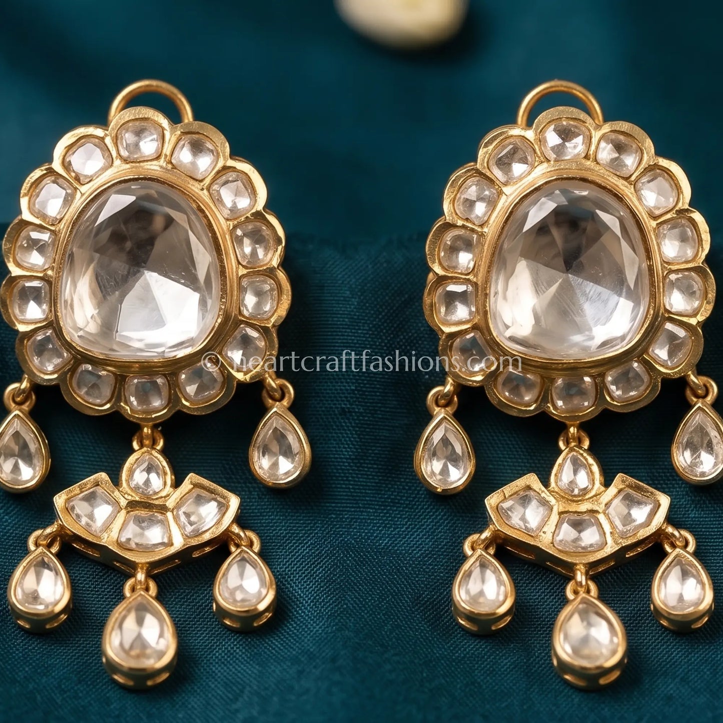 Noorika Moissanite Polki Drop Dangler Earrings