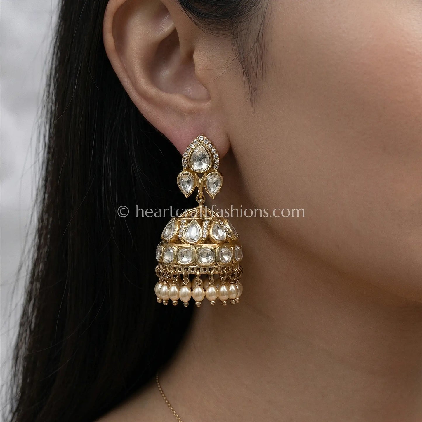 Noorika Moissanite Polki Jhumka
