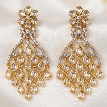Noorika Sunehri Kundan Cascade Dangler Earrings