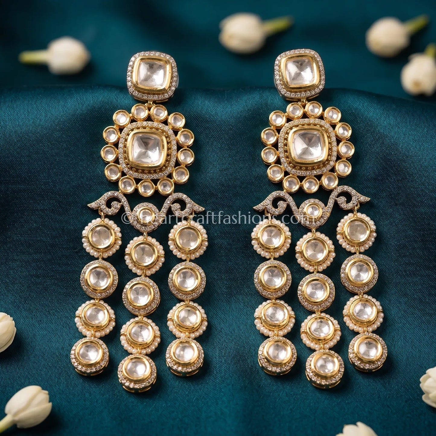 Noorjhar Sunehri Kundan Danglers