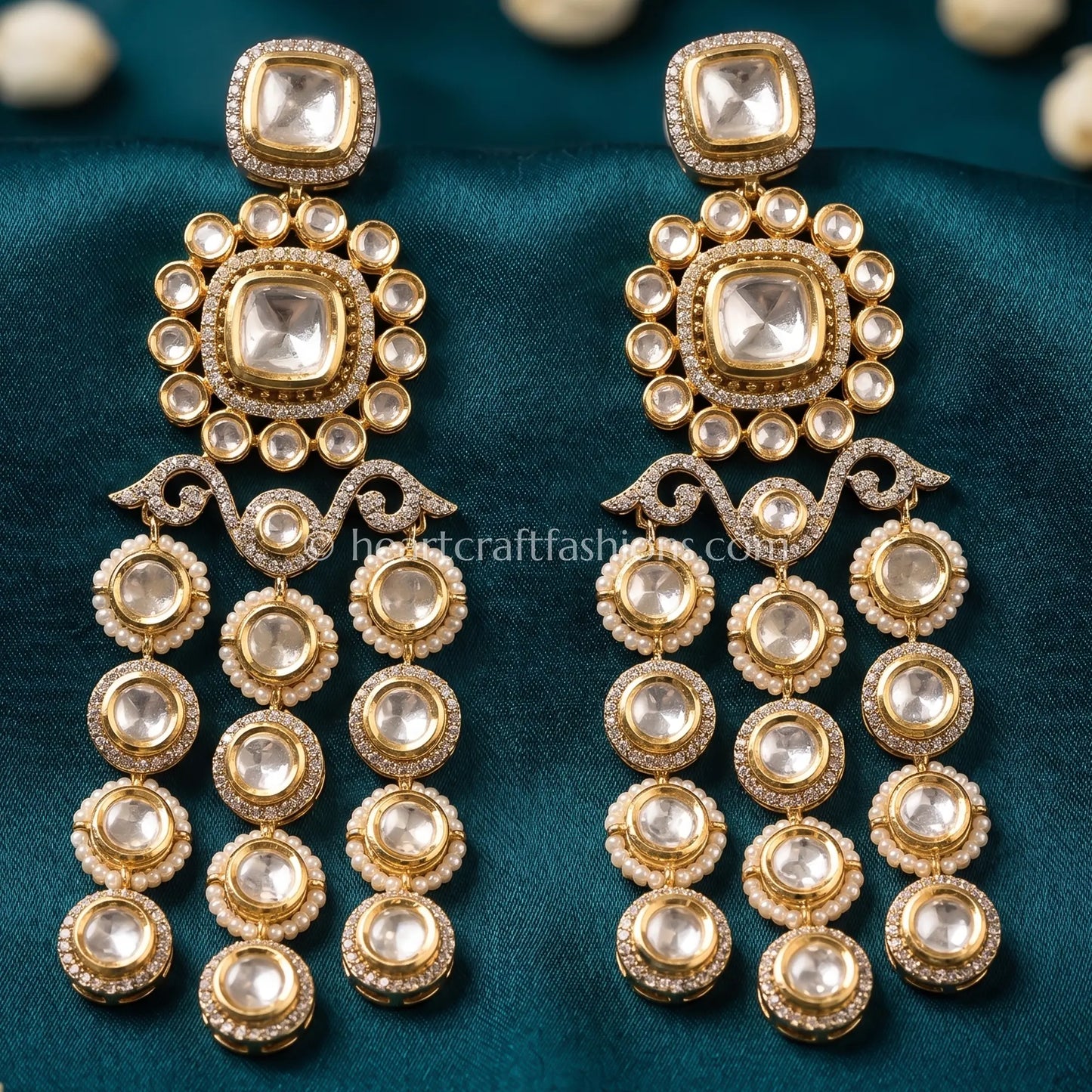 Noorjhar Sunehri Kundan Danglers