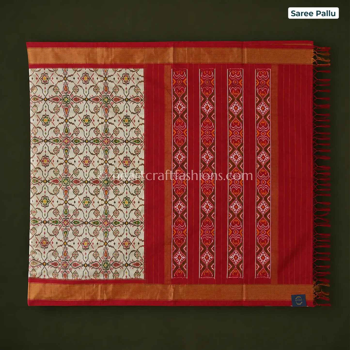 Off White & Red Traditional Patola Silk Saree