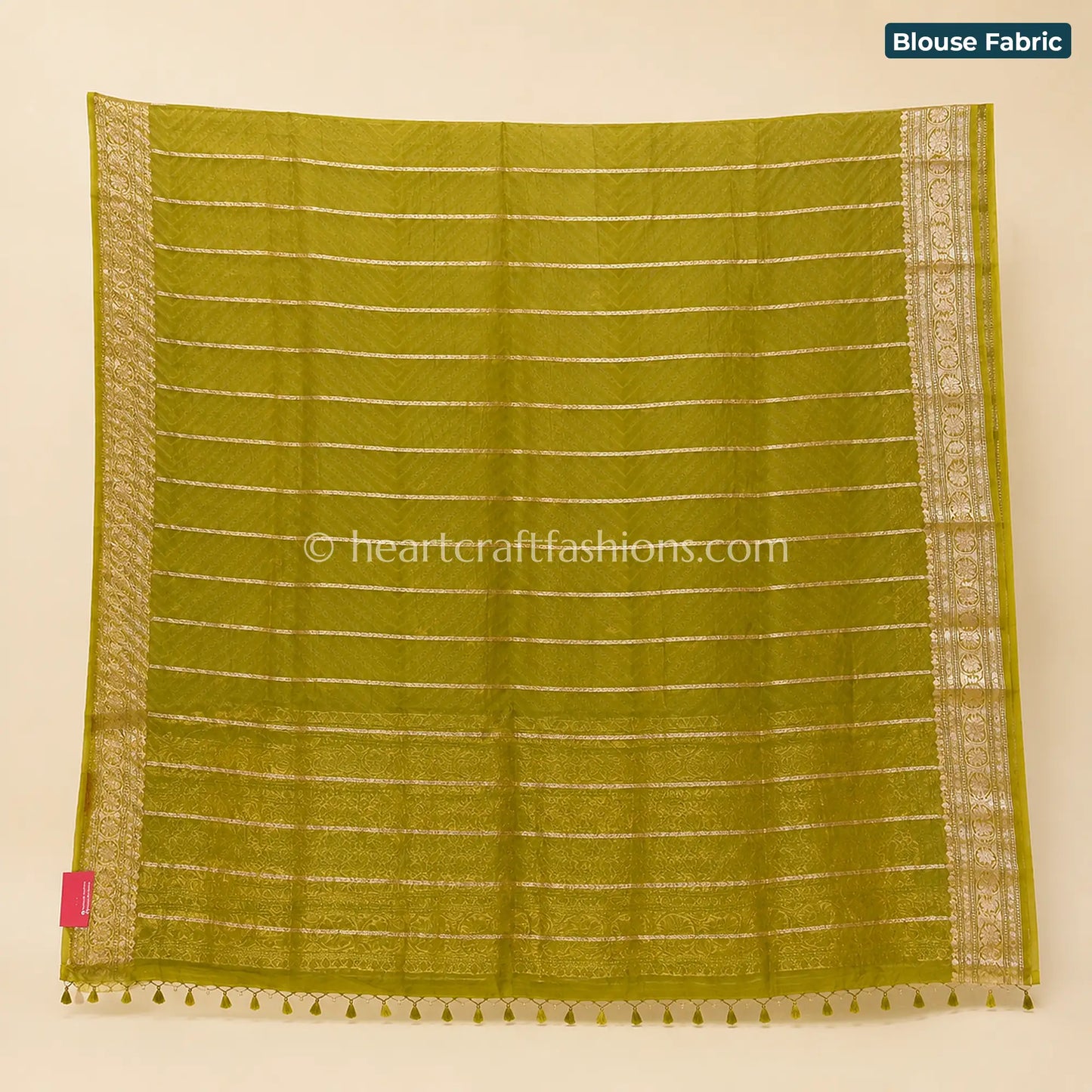 Olive Green Kora Silk Banarasi Saree
