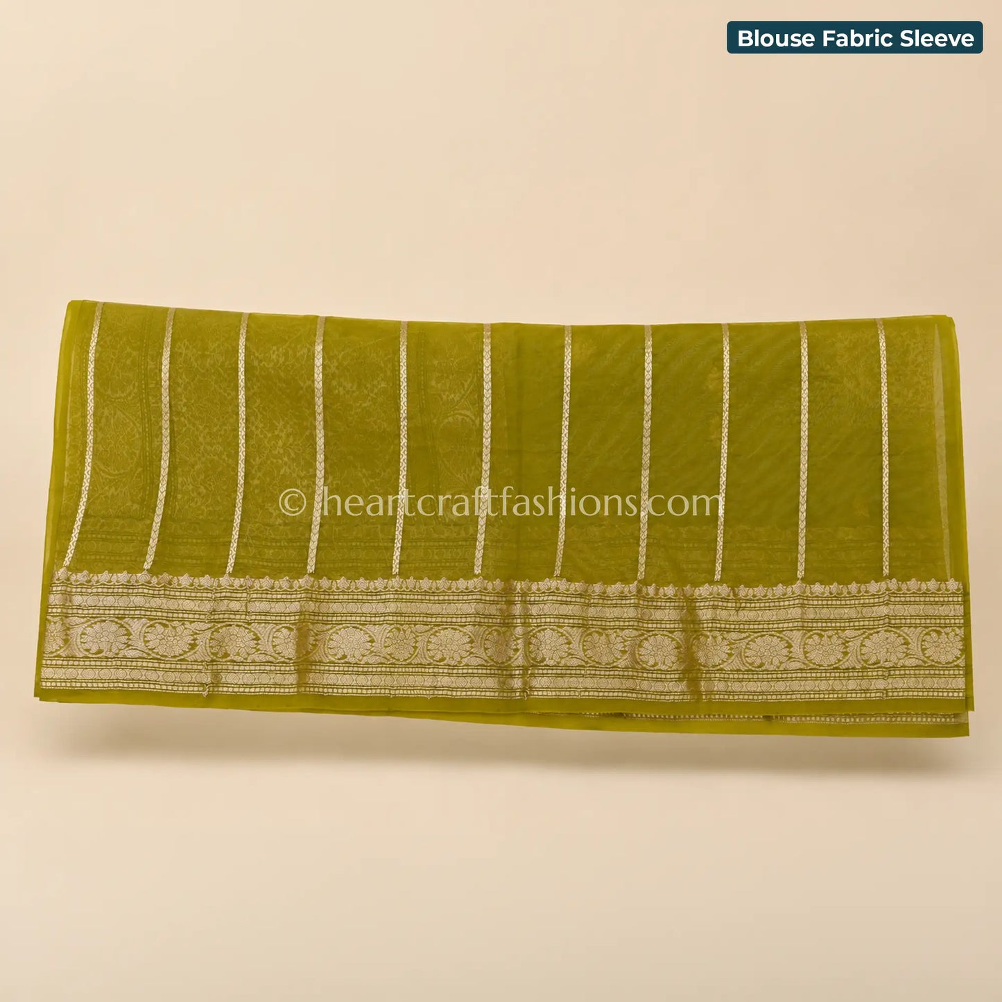 Olive Green Kora Silk Banarasi Saree