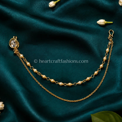 Oval Clear Heritage Kundan Press Nath with Layered Chain