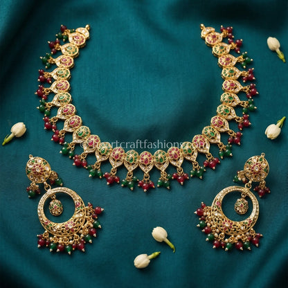 Punjabi Jadau Green Ruby Necklace