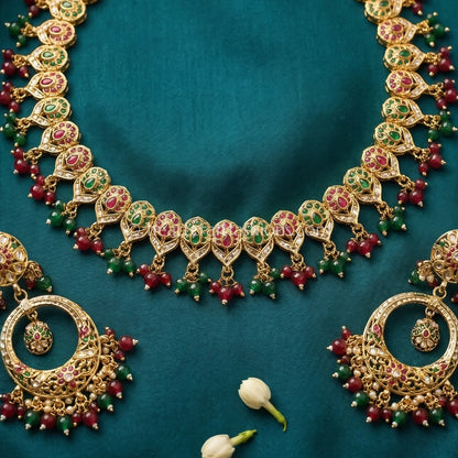 Punjabi Jadau Green Ruby Necklace