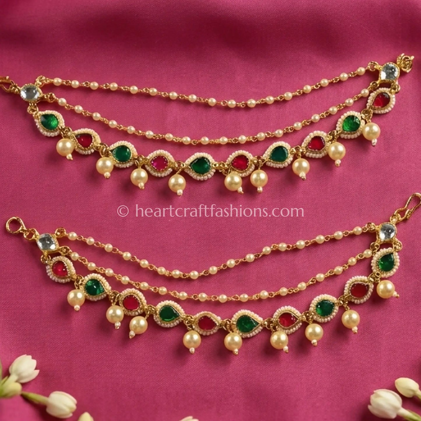 Pachi Kundan Multi-Color Pearl Drop Kaan Chain