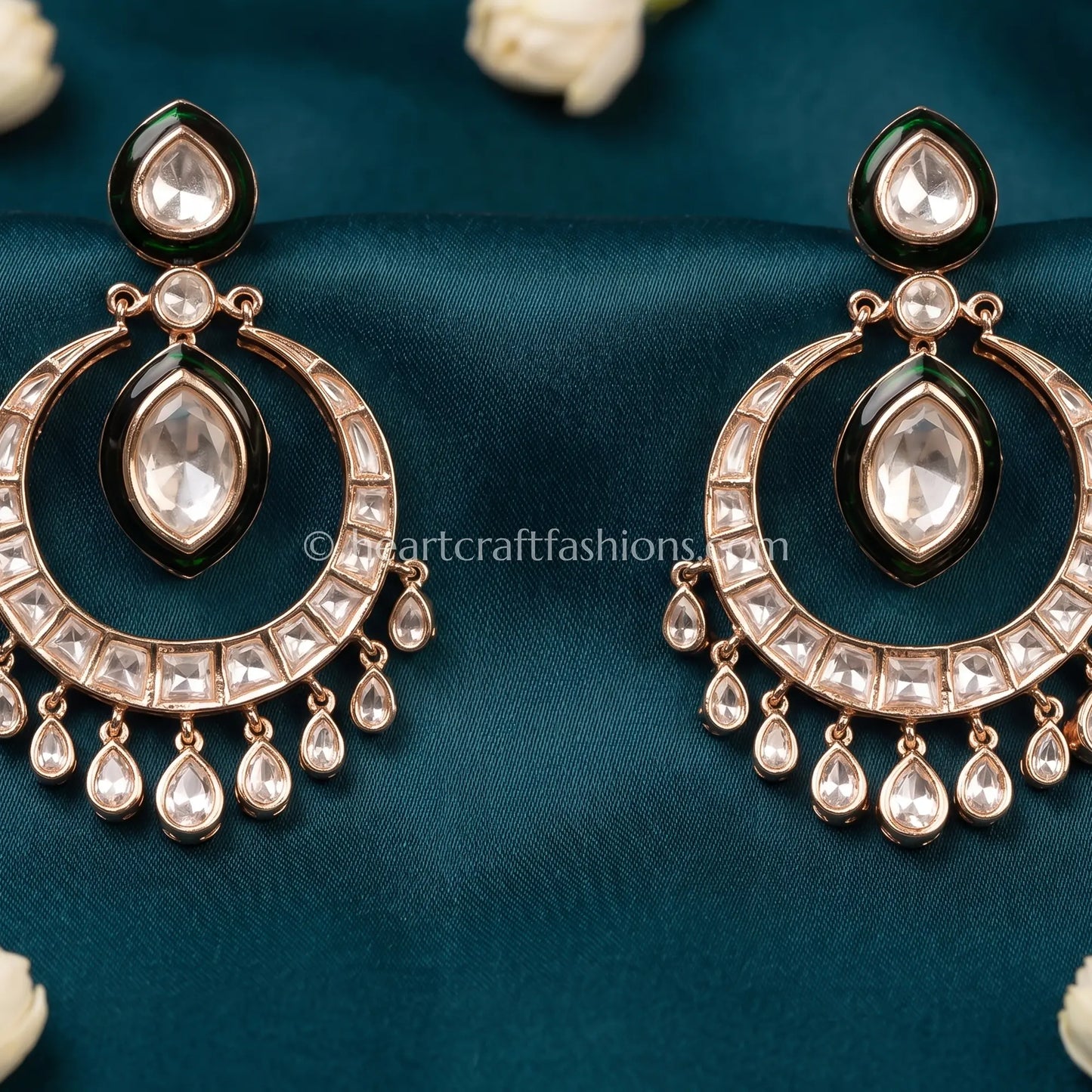 Panna Chand Moissanite Chandbali Earring