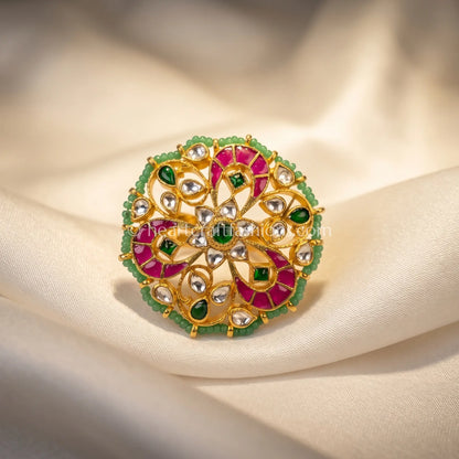 Panna Gulnaar Moissanite Polki Ring