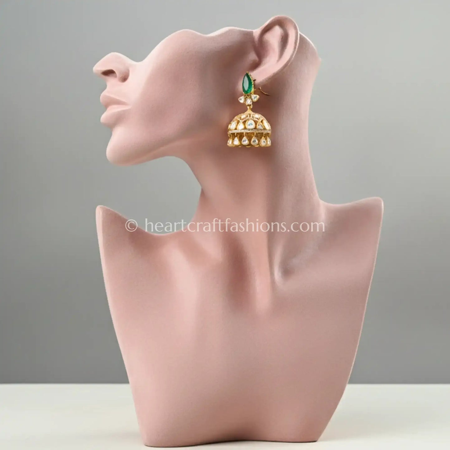 Green Royal Moissanite Doublet Jhumka