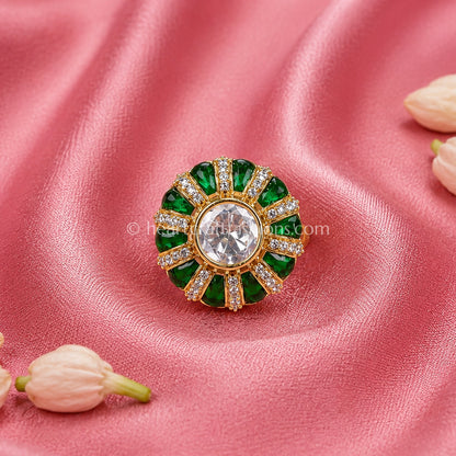 Pannaratna Sunehri Kundan Ring