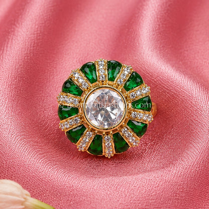 Pannaratna Sunehri Kundan Ring