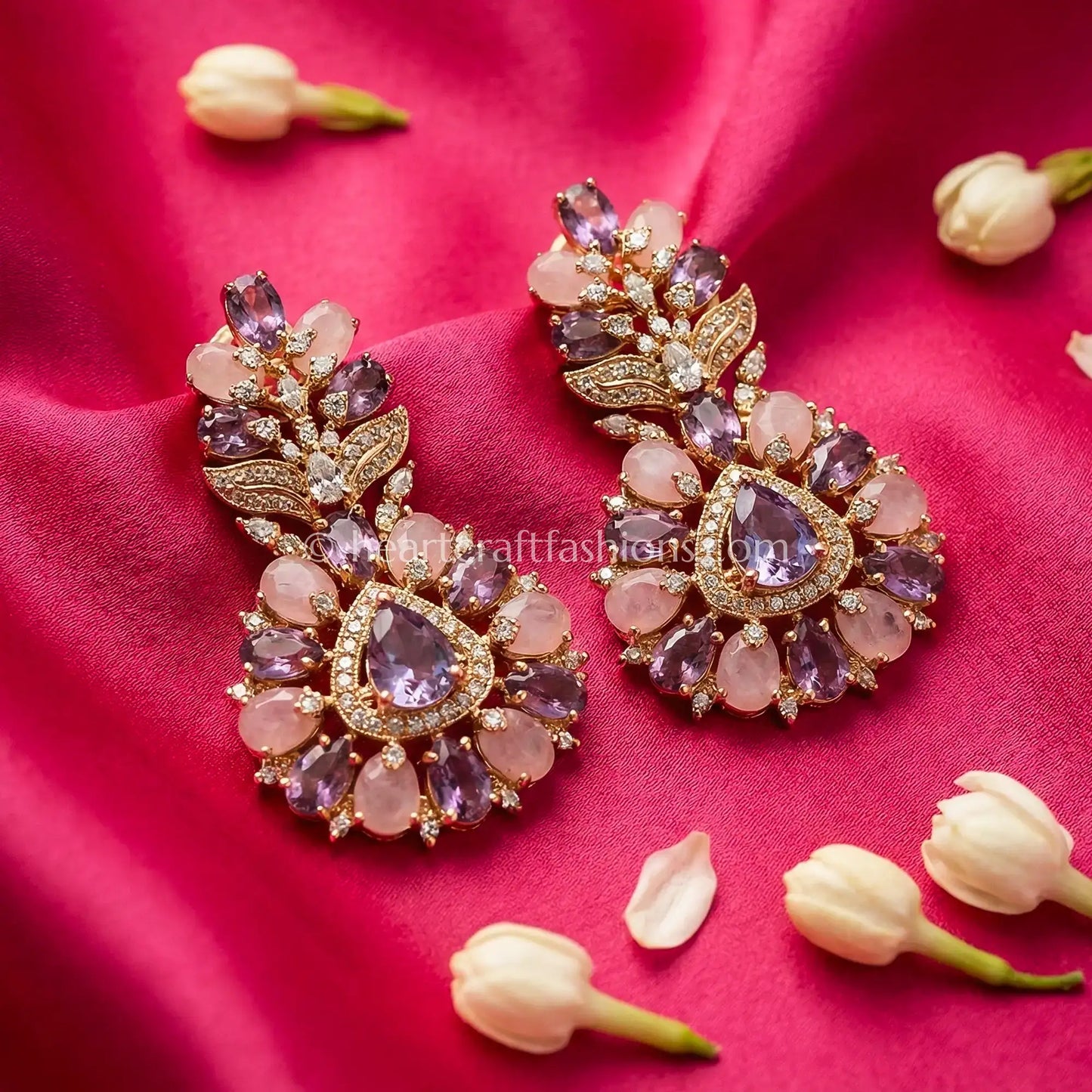 Pastel Floral Drop Earrings – Blush Pink & Lavender