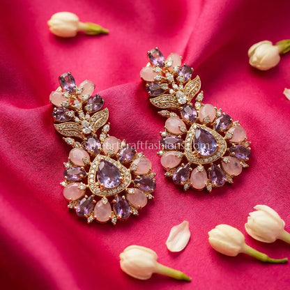 Pastel Floral Drop Earrings – Blush Pink & Lavender