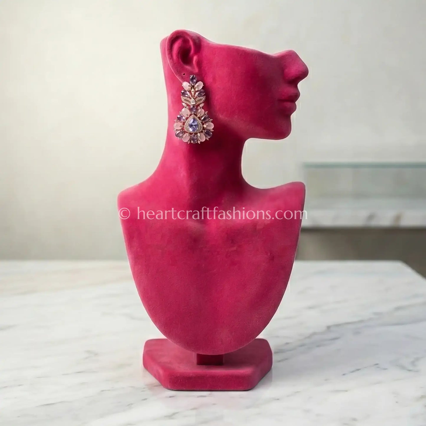 Pastel Floral Drop Earrings – Blush Pink & Lavender