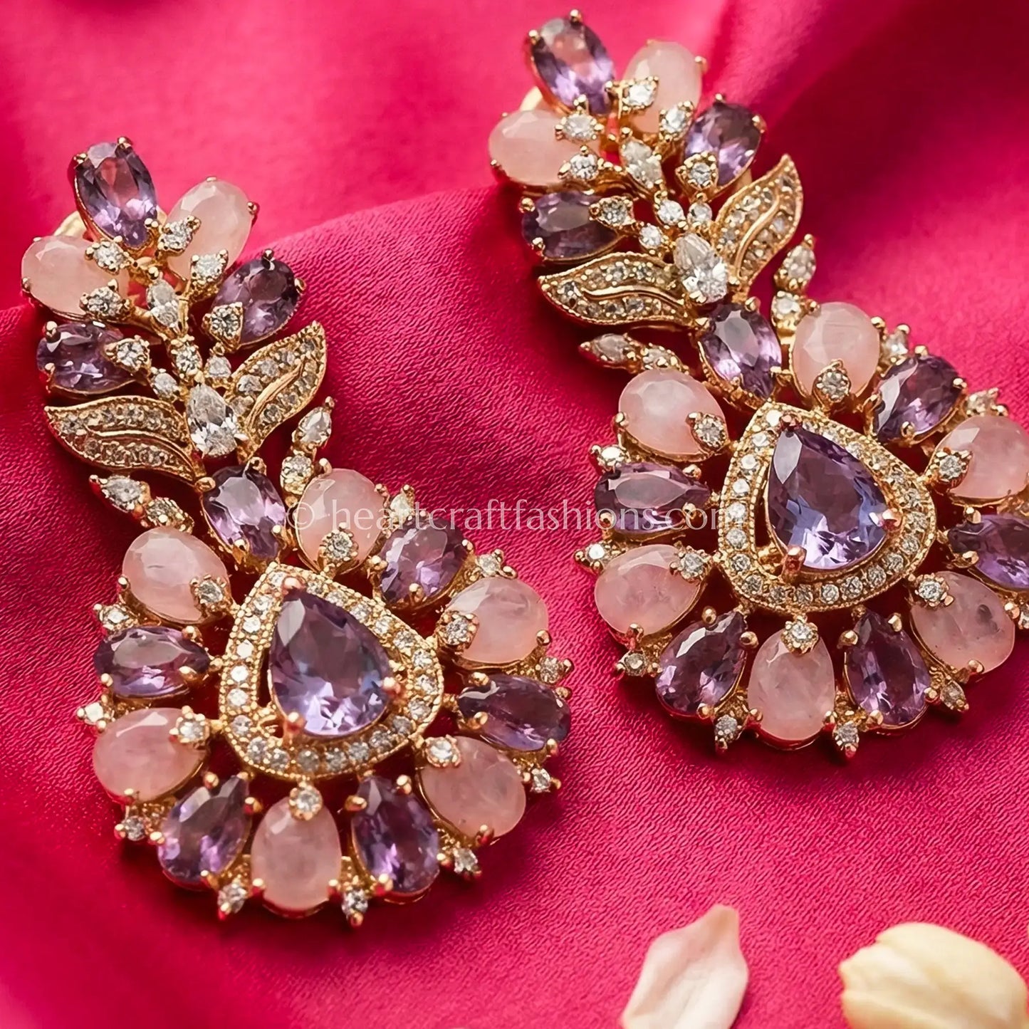 Pastel Floral Drop Earrings – Blush Pink & Lavender
