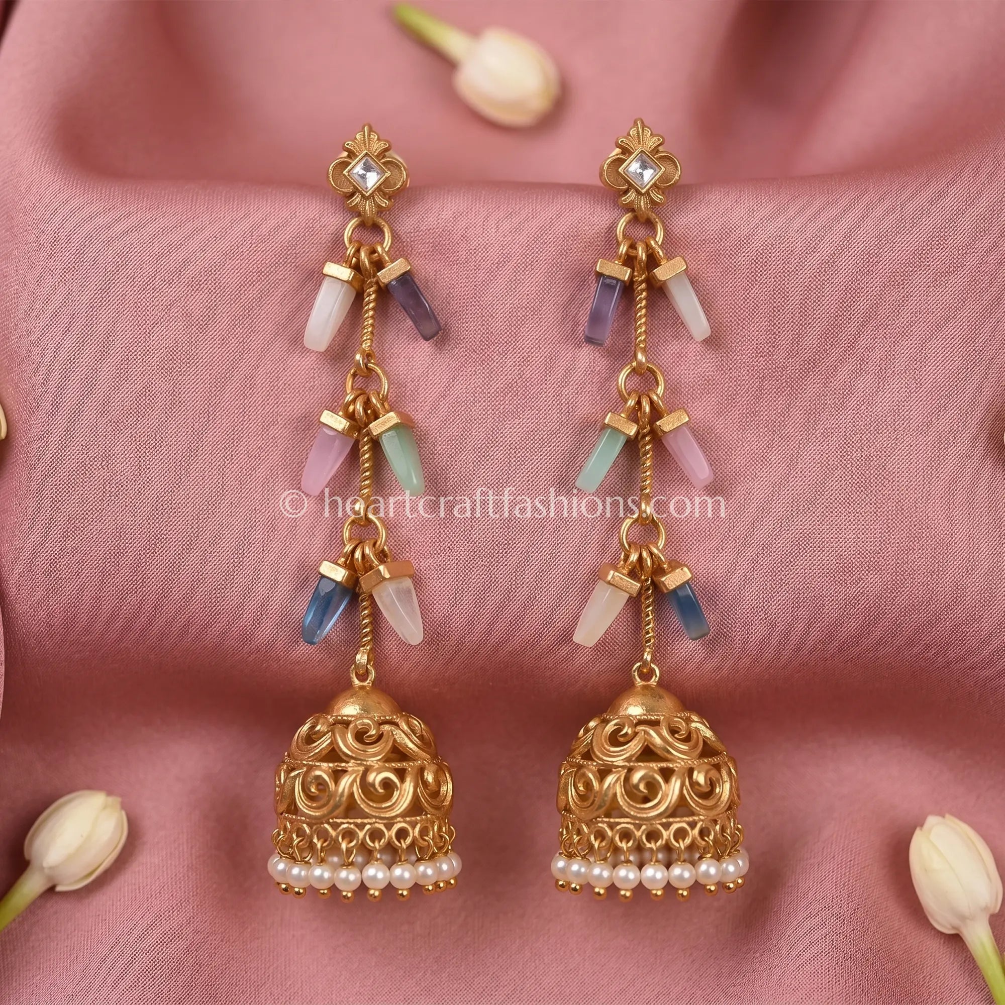 Pastel Prism Zircon Crystal Jhumka Earrings