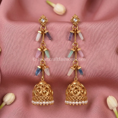 Pastel Prism Zircon Crystal Jhumka Earrings