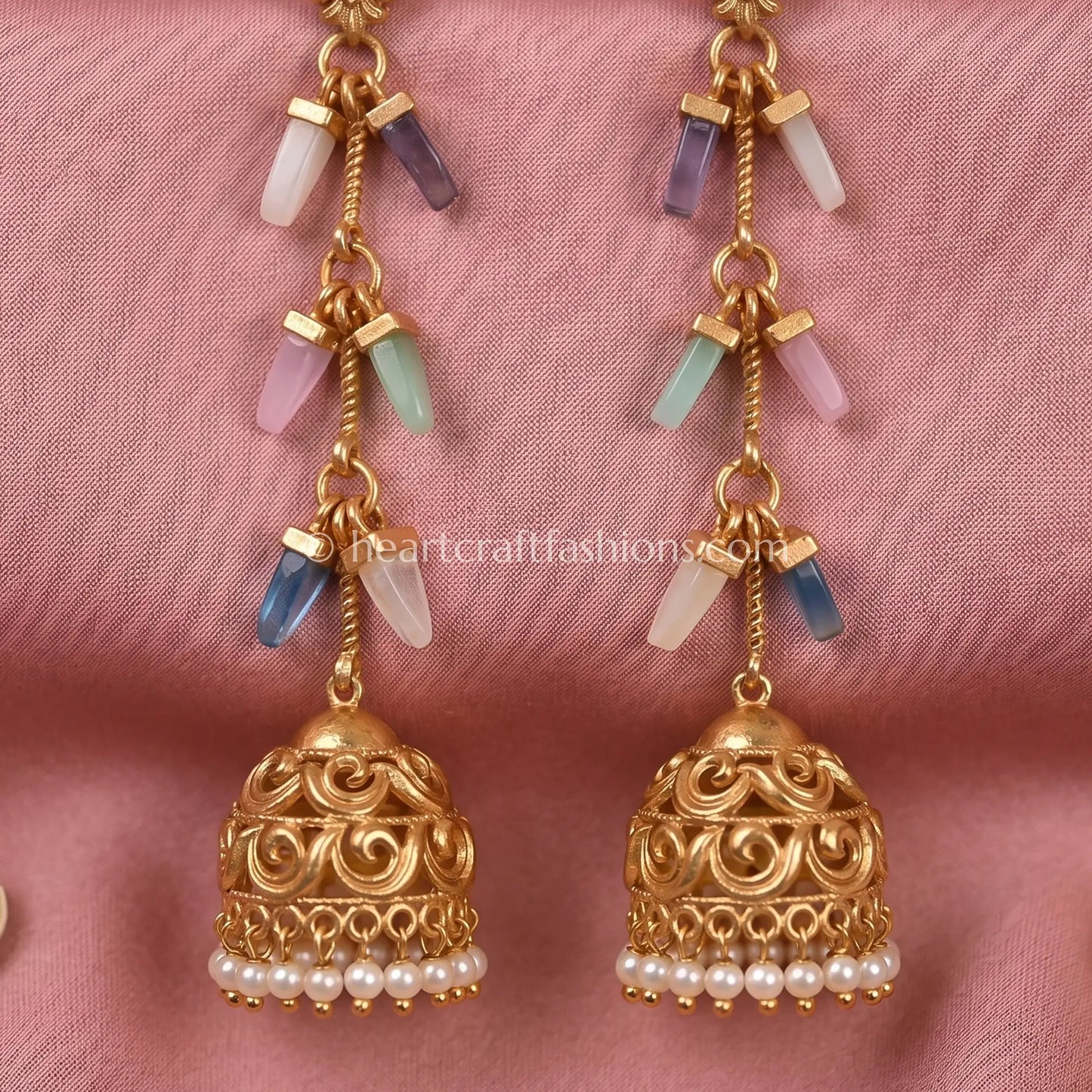 Pastel Prism Zircon Crystal Jhumka Earrings